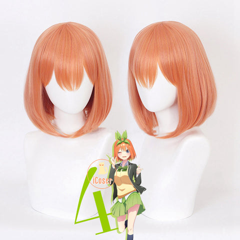 Anime The Quintessential Quintuplets Yotsuba Nakano Cosplay Light Orange Wig Synthetic Hair + Free Wig Cap Party Role Play Girls