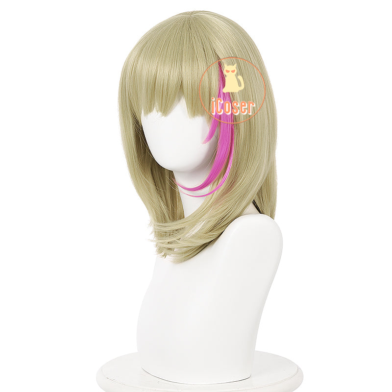 Anime Wonder Egg Priority Rika Kawai Cosplay Wig Blond Pink Wig Black Cross Choker Harajuku Accessory Heat Resistant Hair Women