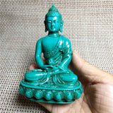 Antique Handmade Carving Statue Turquoise Buddhism Shakyamuni Buddha Deco Home Living Room Decoration Statues et Sculptures