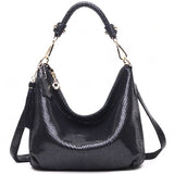 Brand Elegan High Quality Metalic Real Leather Handbags Shiny Luxury Serpentine Pattern Shoulder Bags Women New