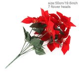 Artificial Christmas Poinsettia Flowers Craft Christmas Decorations For Home Red Fake Flowers Xmas Tree Ornaments Year 2022