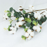Artificial Cotton Stems Decor with Eucalyptus Leaves 4 Cotton Heads Natural Cotton Flower Wedding Home Decor DIY Craft Scrapbook