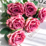 Artificial Flower Bright-colored Excellent Workmanship Faux Silk Flower Decorative Wide Application Fake Rose Flower for Home