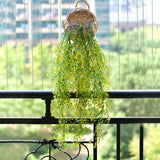 Artificial Green Plants Wall Hanging Wicker Rattam Basket Seaweed Grape Fake Flowers Vine Home Garden Wall Party Decoration.