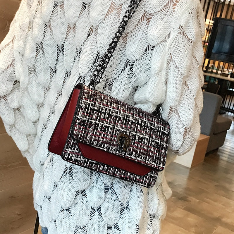 Autumn vintage woolen bag small female chic popular single shoulder chain cross body fashion small square bag