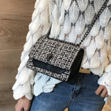 Autumn vintage woolen bag small female chic popular single shoulder chain cross body fashion small square bag