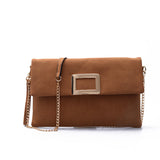 Designer Fashion Women Handbag Retro Faux Suede Leather Women Clutch Bag Messenger Bag Envelope Handbag Chains Strap
