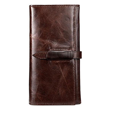 Genuine Cowhide Leather Men Long Walle Vintage Designer High Quality Casual Coin Purse Male Card Holder Wallets