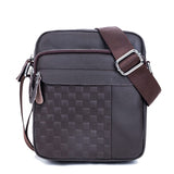 Genuine Leather Men Messenger Bag Plaid Small Single Shoulder Bag Casual Fashion Man Travel Crossbody Bags Brown