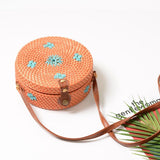 Beach Circle Bag 6 Colors New Bali Island Hand Woven Bag Round Butterfly buckle Rattan Straw Bags Satchel Wind Bohemia S1572