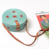 Beach Circle Bag 6 Colors New Bali Island Hand Woven Bag Round Butterfly buckle Rattan Straw Bags Satchel Wind Bohemia S1572