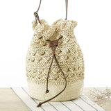 Beach Solid String Mini Bucke Bags Female Summer Knitting Straw Bags Swee Ho Casual Holiday Crossbody Bag Handbags bolso paja