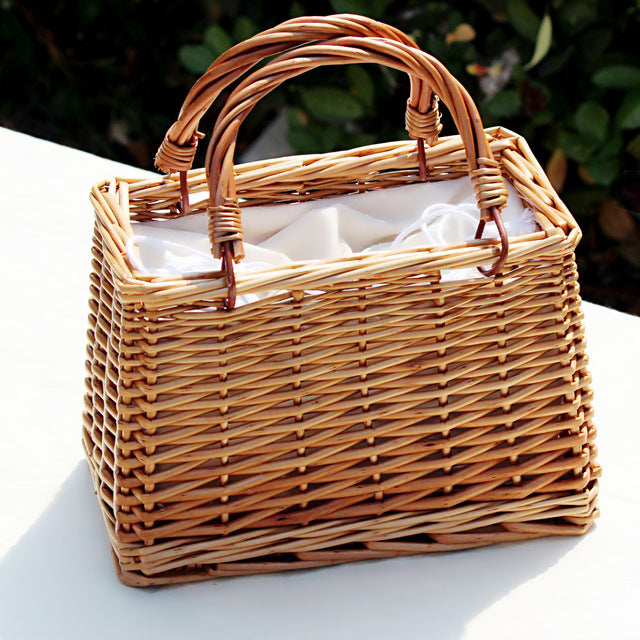 Beach Straw Bags Women Summer Handbag Luxury Brand Designer 2018 Rattan Square Tote Bag Handmade Woven Vacation Box Hand Bag