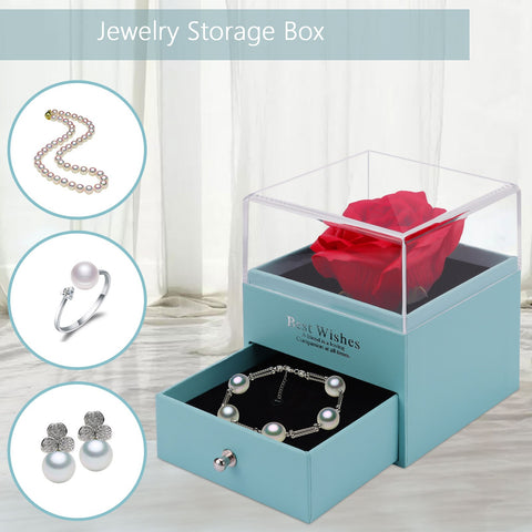 Behogar Eternal Rose Jewelry Gift Box with Heart-shaped Necklace Greeting Card Gift for Mother Wife Birthday Anniversary