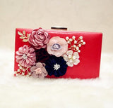 New Fashion Colorful Flowers Party Ladies Evening Clutch Bags Appliques Chain Hasp Women Shoulder Crossbody Bags