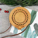 Bohemian Knitting Circular Handbags Summer Bali Hand-Woven Rattan Bag Embroidery Shoulder Crossbody Bags Beach Straw Bag KL424