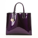Lacquered Bag Women Leather Handbags Fashion Paten Leather Tote Bag for Women Shoulder Bag Black Handbag for Summer