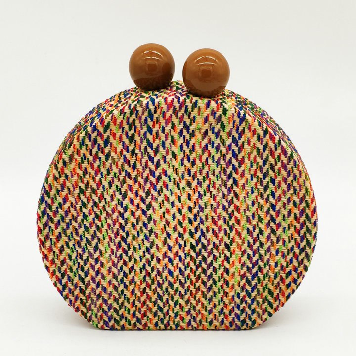 Multicolored Woven Round Circular Bags For Women 2018 Designer Evening Party Clutch Chain Shoulder Handbag Purse