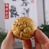 Boxwood Pixiu Handle Pieces Men's Play With All You Need Solid Wood Wenwan Pan Crafts Small Ornaments Wood Statues Sculptures