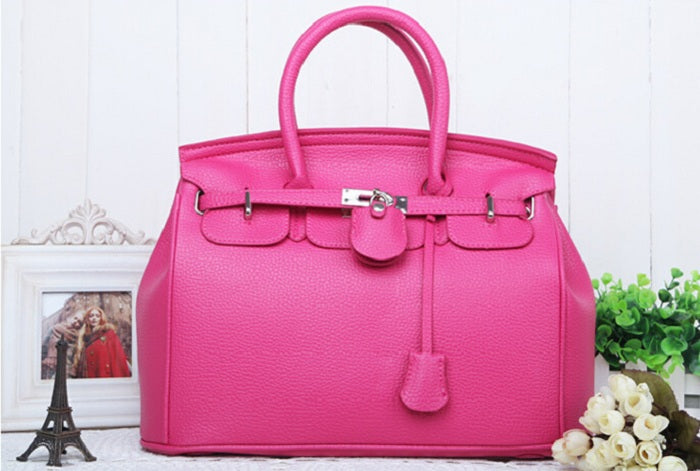 Brand Classic Platinum Bag Candy Color Women Handbag Litchi PU Leather Padlock Handbag Women Shoulder Bag Messenger Bag Tote Bag