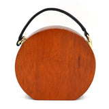 Brand Designer High Quality Wood Grain Wristlets Clutch Bag Handbag Round Box Women Evening Bags Luxury Ladies Top-Handle Bag