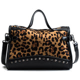 Brand Leopard Prin Boston Women Bag Vintage Shoulder Bags rive big Women Handbags Designer PU Leather Bags Ladies New