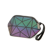 Brand Luminous Holographic Geometric Women Chain Shoulder Bags Clutch Travel Organizer Folding Makeup Bag Female Crossbody Bags
