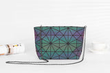 Brand Luminous Holographic Geometric Women Chain Shoulder Bags Clutch Travel Organizer Folding Makeup Bag Female Crossbody Bags