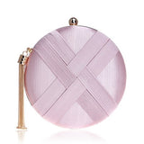 Brand Luxury Imitation Silk Tassel Evening Bag Elegan Female Clutch Bag Chain Shoulder Messenger Bag Quality Small Round Clutch