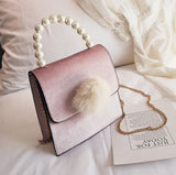 British Fashion Ladies Pearl Tote bag 2018 Winter New High quality Velve Women's Designer Handbag Chain Shoulder Messenger bags