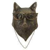 Bronzed Resin Animal Head Sculpture with Glasses Wall Mounted Bear Fox Mouse Statue Figurine Hanging Pendant Home Decor New
