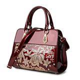 Glitter Flower Women Paten Leather Handbags Female Shoulder Bags Ladies Lacquered Diamond Purse Wedding Messenger Bags
