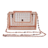 Metal Shoulder bag BW01-SB-wlslfk Fashion caper handbag hollow ou iron mesh chain slanted hamster cage bag