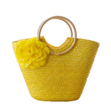 Straw Shoulder bag BW02-TH-hdsl Cane braid braid flower hand carry grass braiding hand beach bag