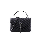 Brand 2018 Genuine Leather Black Women Messenger Bags High Quality Ladies Shoulder Bags Tassel Female Top-Handle Bag