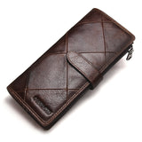 CONTACT'S Genuine Leather Men Walle Women walle Luxury Brand Purse Female Card Holder long Clutch bag coin Purse Money Bag Red