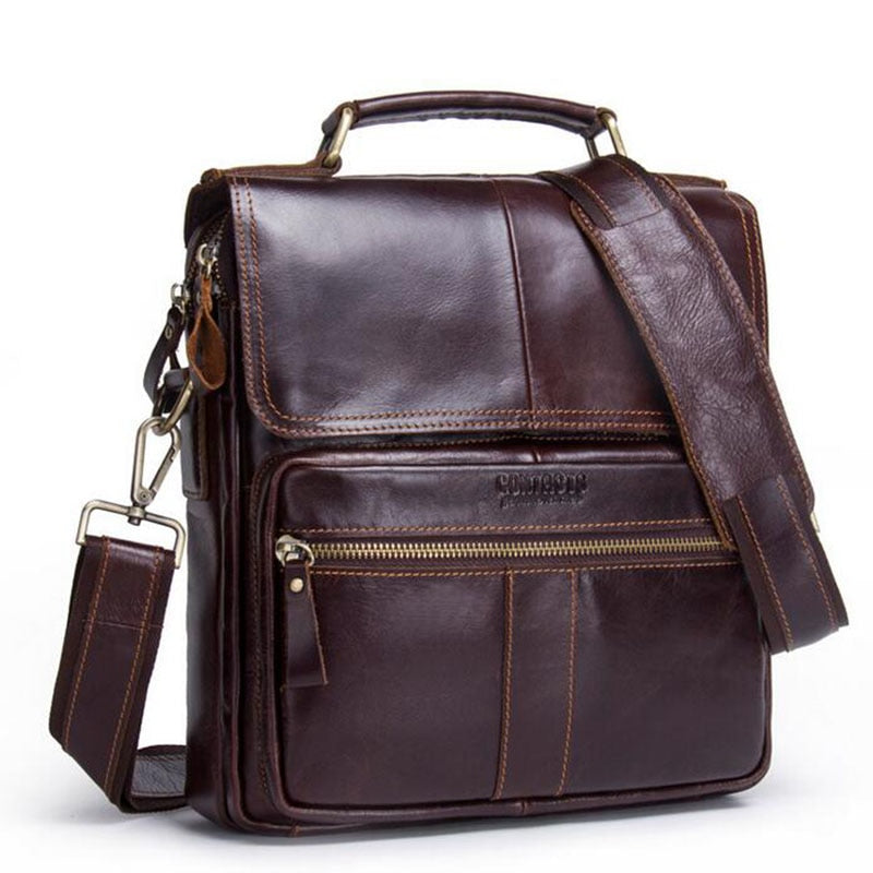 CONTACT'S Men's Genuine Leather Messenger Bag men Crossbody Shoulder Bag For Men Business Fashion 2017 Travel Bags
