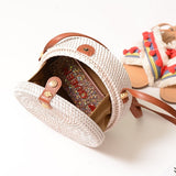 Summer Round Woven Straw Bag Rattan Satchel Wind Bohemia Beach Bag Handmade Circle Messenger Bag Butterfly Shoulder Bags