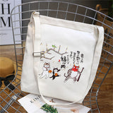 Canvas Crossbody Bags for Women Messenger Bags Funny Ca Cartoon Printing Girls Gif Shoulder Bags Casual Female Tote Bags
