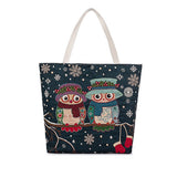 Canvas Cute Cartoon Floral Owls Prin Shoulder Bag Retro Women Handbags Tote Big Capacity Shopping Bags FA$B Women bag