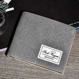 Canvas Men Walle Leather Credi Card Holder Denim Shor Men Wallets Leather Casual Small Coin Purse Photo Pocke Male Money Bag