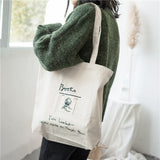 Canvas Tote Shoulder Bag Cotton Shopping Bags for Women Black Champagne Double Strap Casual Handbag Girls' Scho Books Bag