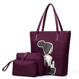 Cartoon Female Casual Shoulder Bag Waterproof Canvas Bag Handbags Handbag Simple Nylon Oxford Cloth Bag Picture 3 Sets