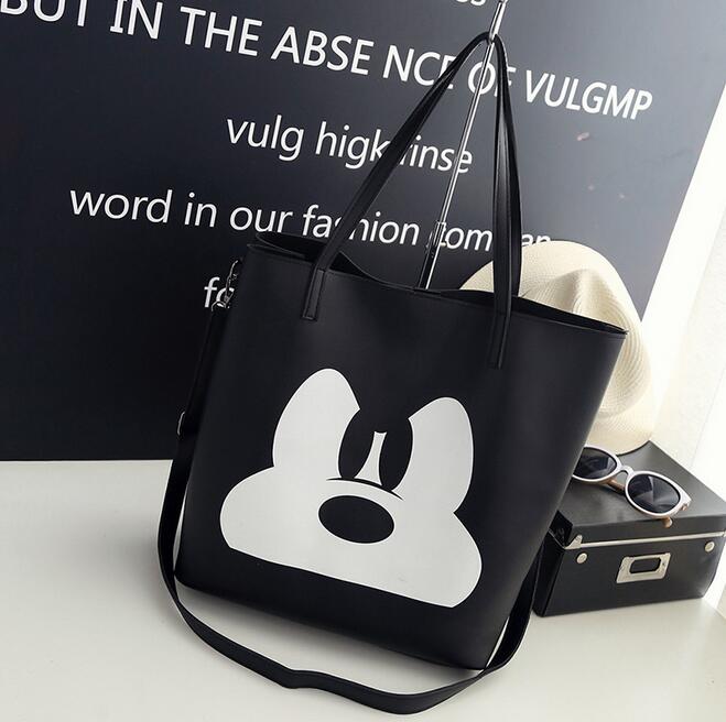 Cartoon Handbags 2018 Autumn Fashion New Printing Female bag High quality PU Leather Women bag Simple Casual Wild Shoulder bag