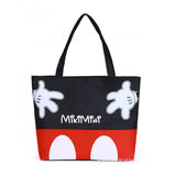 Cartoon Mickey Printed Canvas Tote Female Casual Beach Bags Large Capacity Women Shopping Bag Daily Use Canvas Handbags