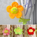 Cartoon Plush Sunflower Curtain Buckle Smiley Curtains Tiebacks Stuffed Toys for Kids Girls 2022 Year Gift Home Decor