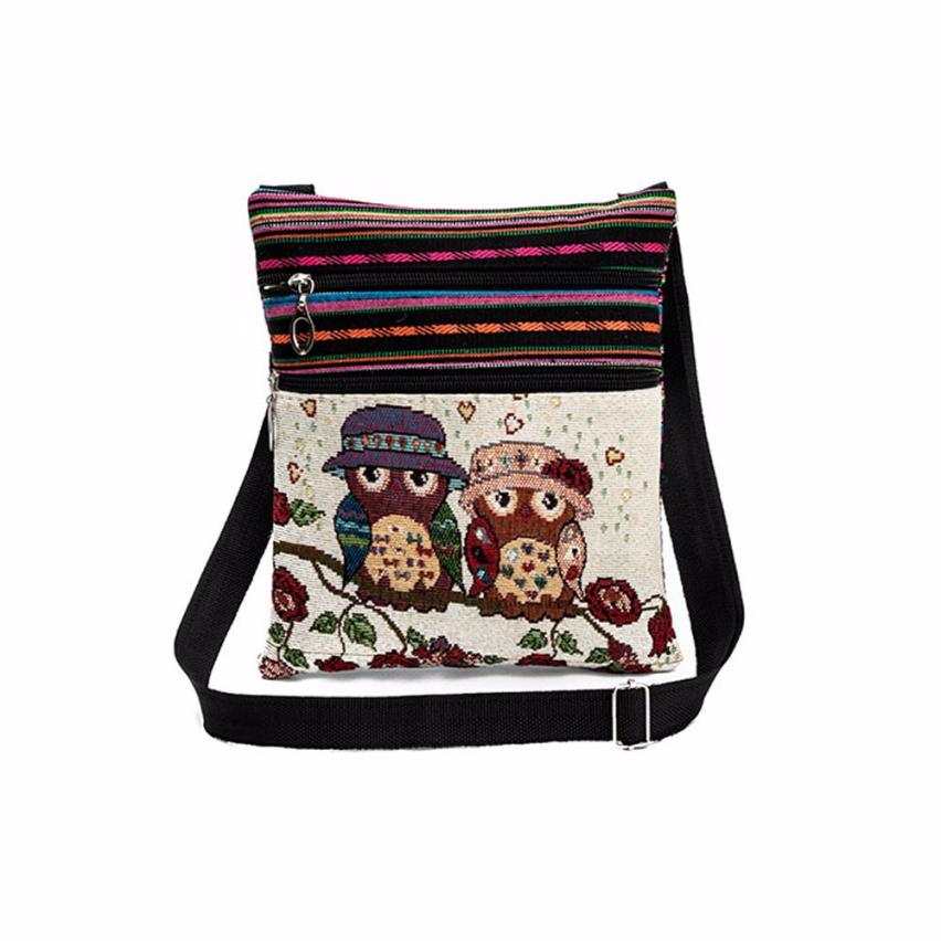 Casual Embroidered Design Shoulder Bag Phone Bag Female Double Zipper Sof Linen Women Fashion Crossbody Tote Messenger Bag