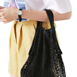 Casual Totes Bags for Women 2018 Linen Knitting Hollow Handbags Beach Bag Shoulder Bag Female Shopping Pocke Beige/Black BA569