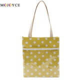 Casual Women Waterproof Shoulder Bag Large Capacity Polka Dots Zipper Shopping Totes Ladies Handbags