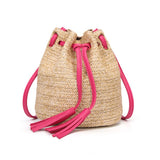 Casual beach bag straw bags mini tassel braided wicker bags cross body women summer rattan handbag fringe drawstring bucke bag